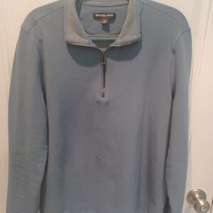 LIKE NEW MICHAEL KORS MEN'S BLUE HALF-ZIP COTTON POLO SHIRT!